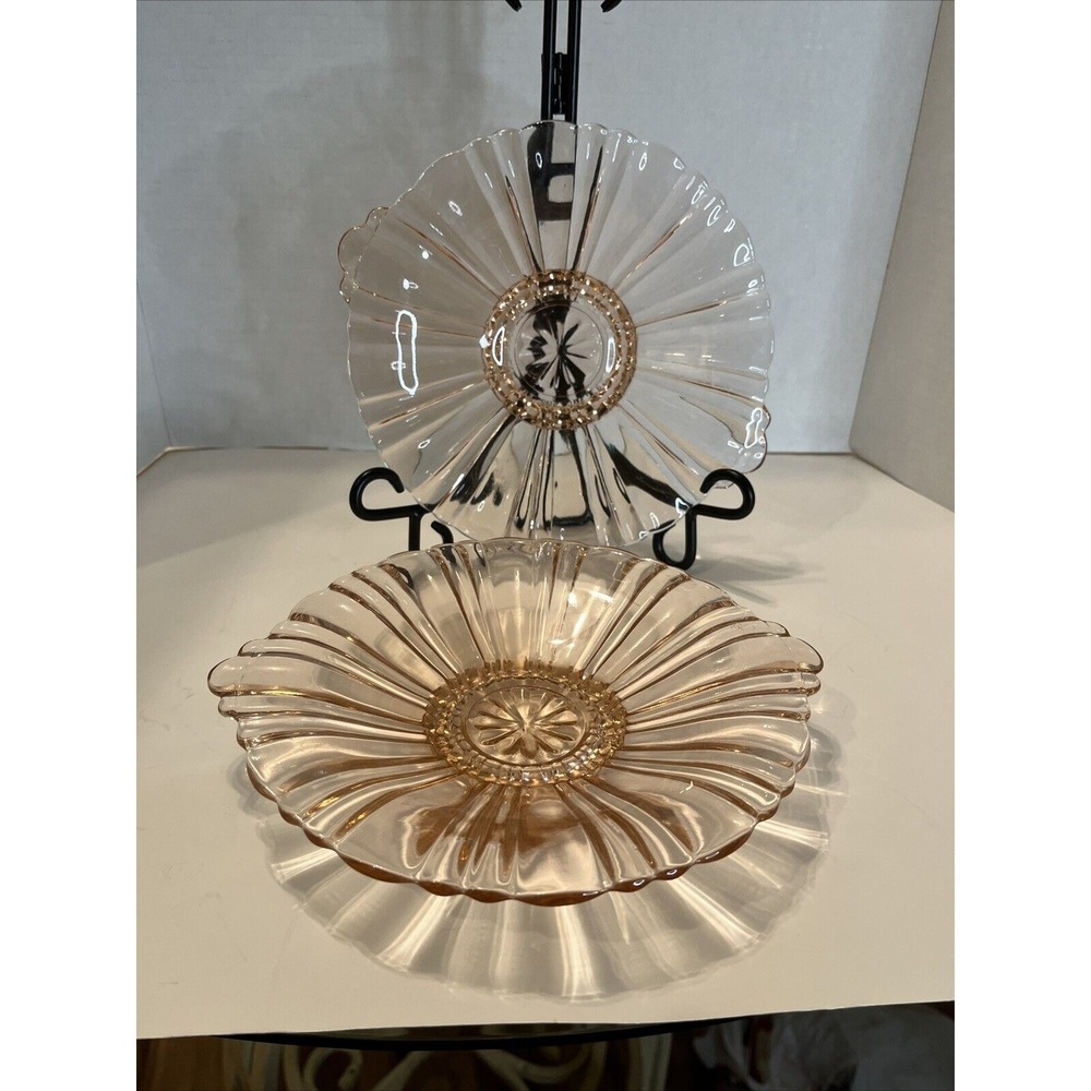 VTG~PINK DEPRESSION GLASS~HOCKING GLASS CO OLD CAFE PATTERN~2 CANDY NUT DISH 8"D